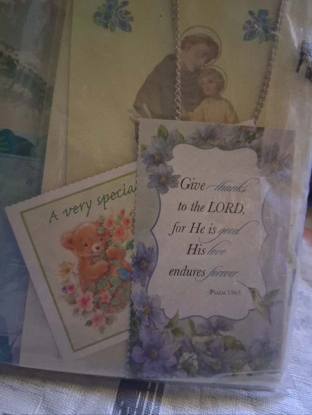 Religious Keepsake Necklace Stationery Card Set -